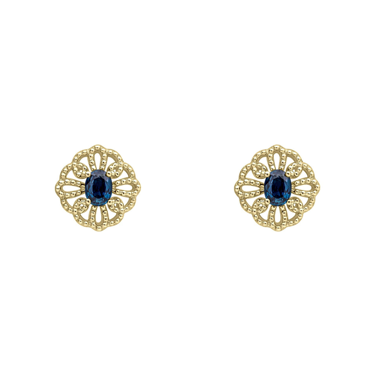 Elements Gold Ornate Sapphire Stud Earrings-0