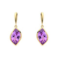 Elements Gold Flame Cut Amethyst Drop Earrings-0