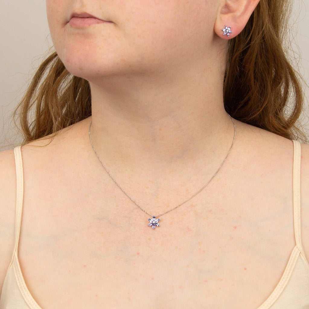 Elements Gold Tanzanite Flower Pendant with Diamond-2