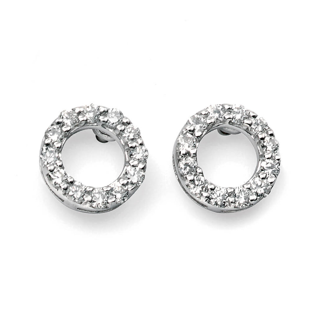 Elements Gold Open Circle Earrings with Diamonds-0