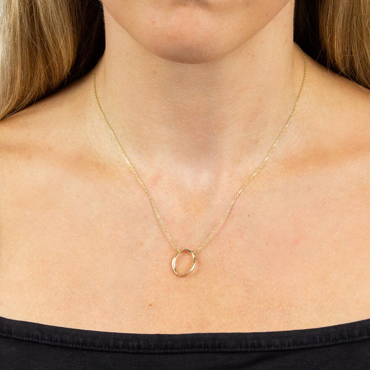 Elements Gold Twist Open Oval Necklace-1