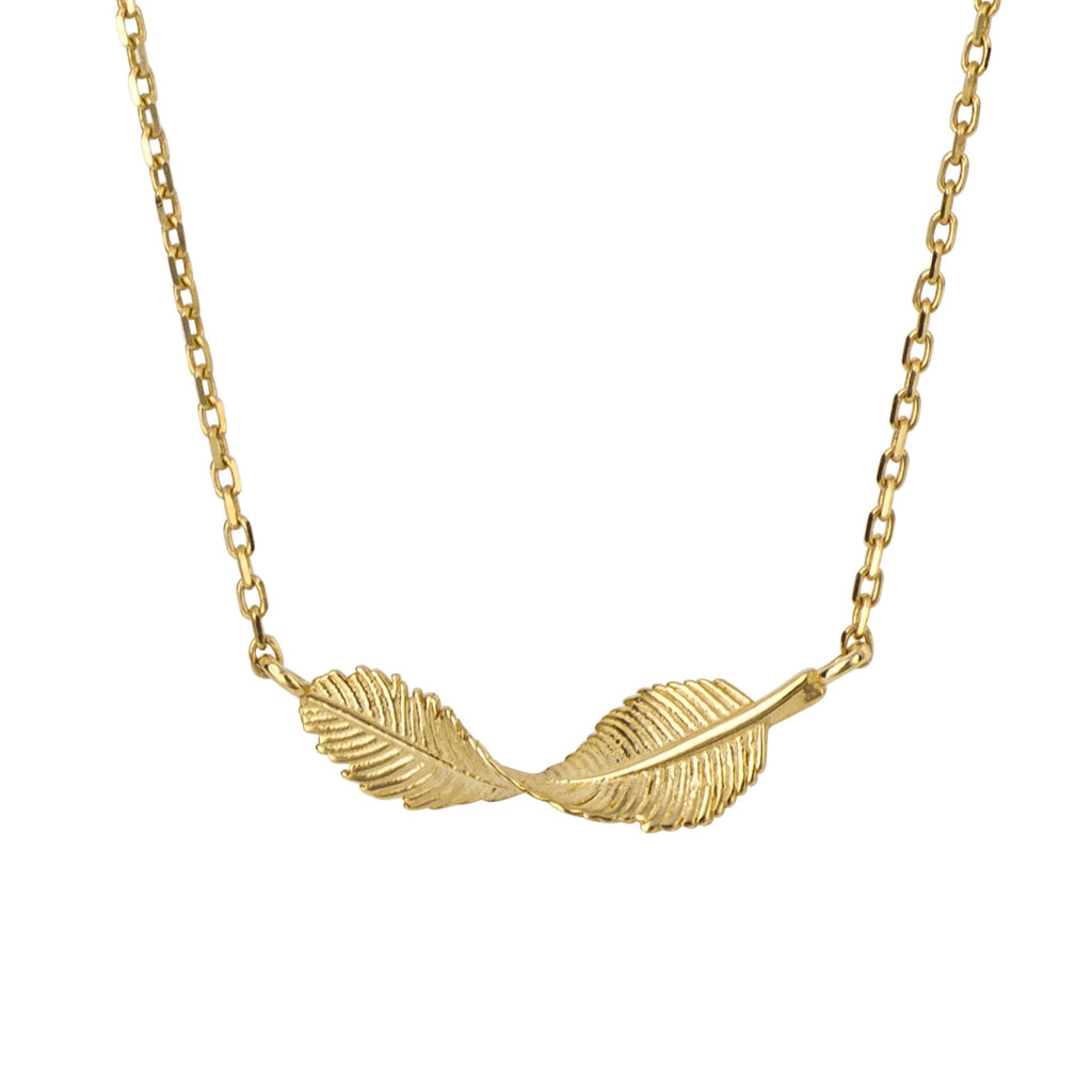 Elements Gold Twist Leaf Necklace-0