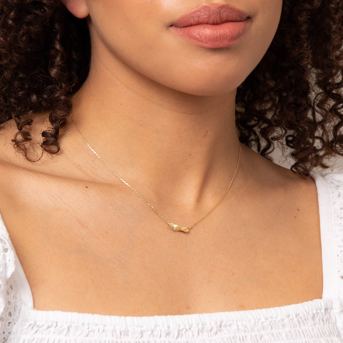 Elements Gold Twist Leaf Necklace-1