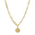 Elements Gold Pearl Station Necklace with Disc-0