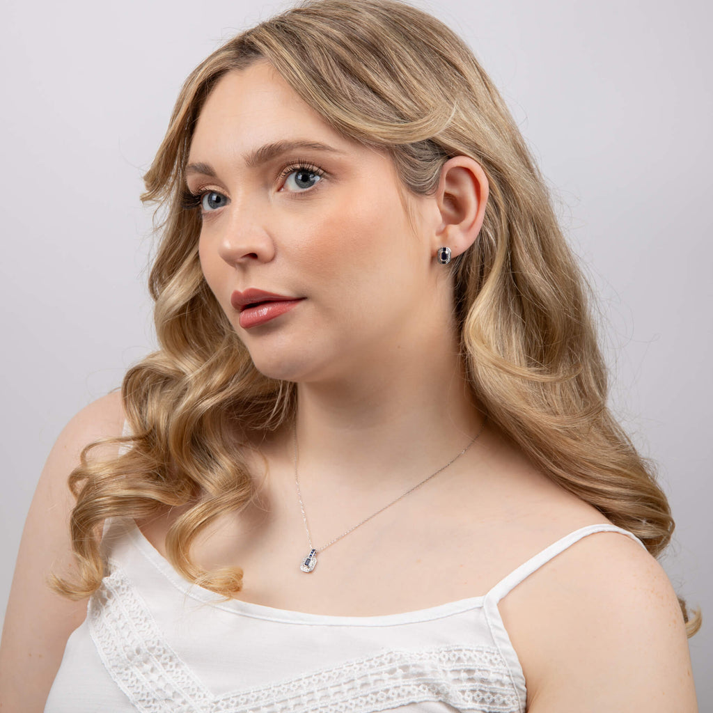 Elements Gold Sapphire Channel and Diamond Stud Earrings-2