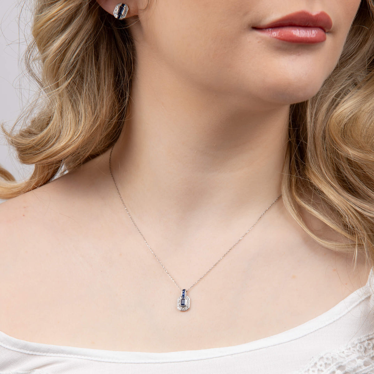 Elements Gold Sapphire Channel and Diamond Necklace-1