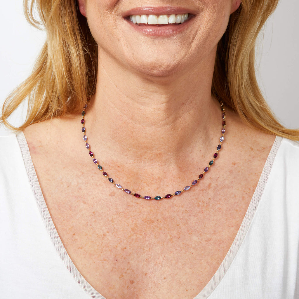 Elements Gold Semi-Precious Navette Necklace-1