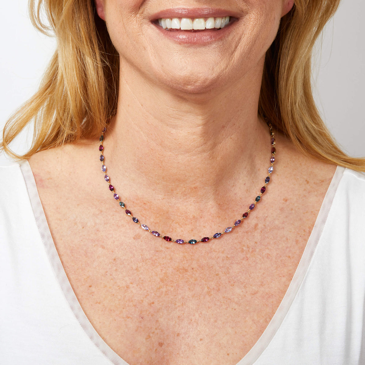 Elements Gold Semi-Precious Navette Necklace-1