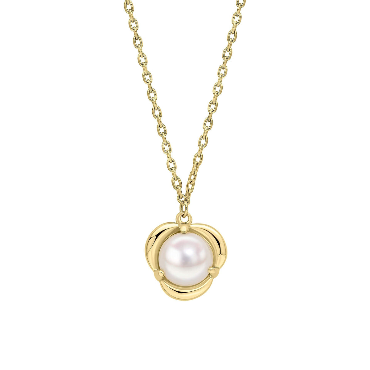 Elements Gold Petal Set Pearl Necklace-0