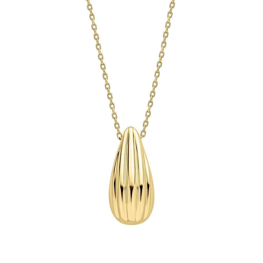 Elements Gold Ridged Teardrop Necklace-0