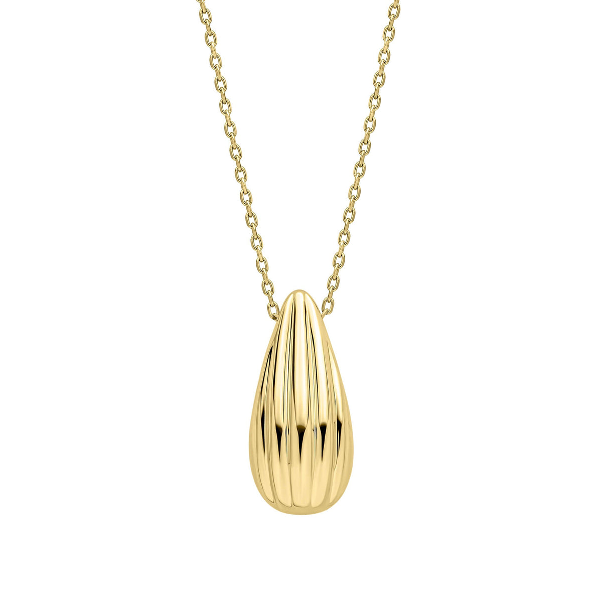Elements Gold Ridged Teardrop Necklace-0