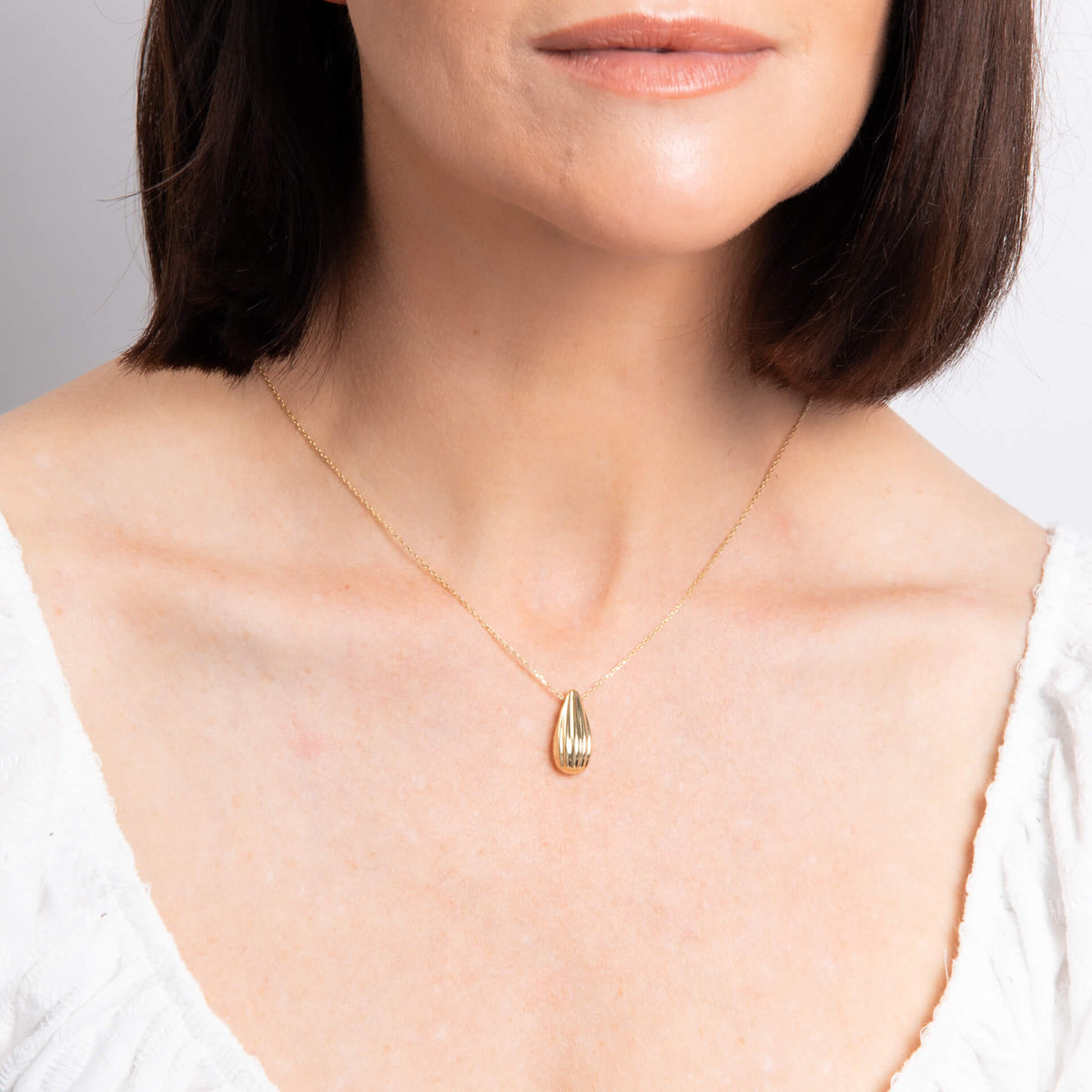 Elements Gold Ridged Teardrop Necklace-1