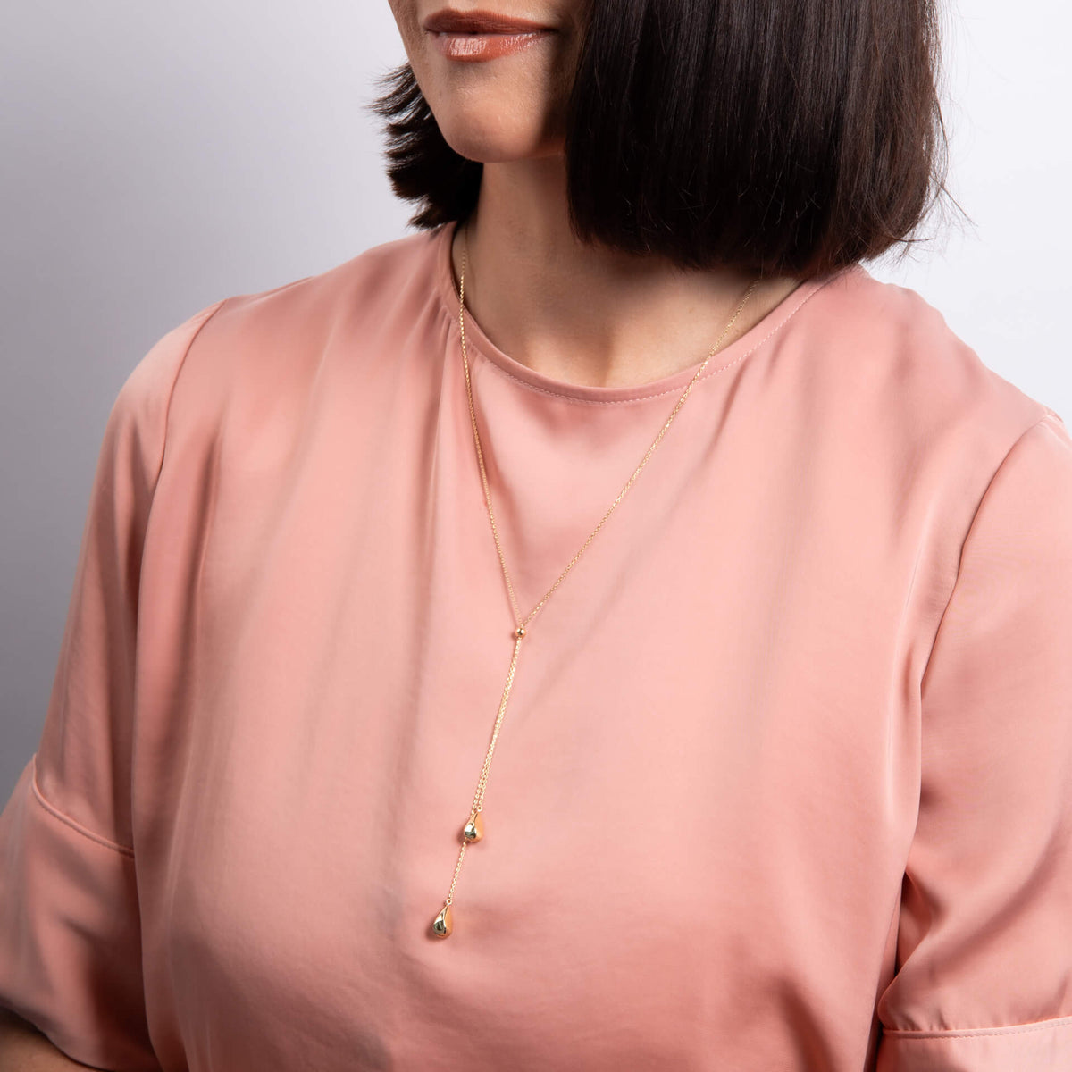 Elements Gold Organic Teardrop Lariat Necklace-1