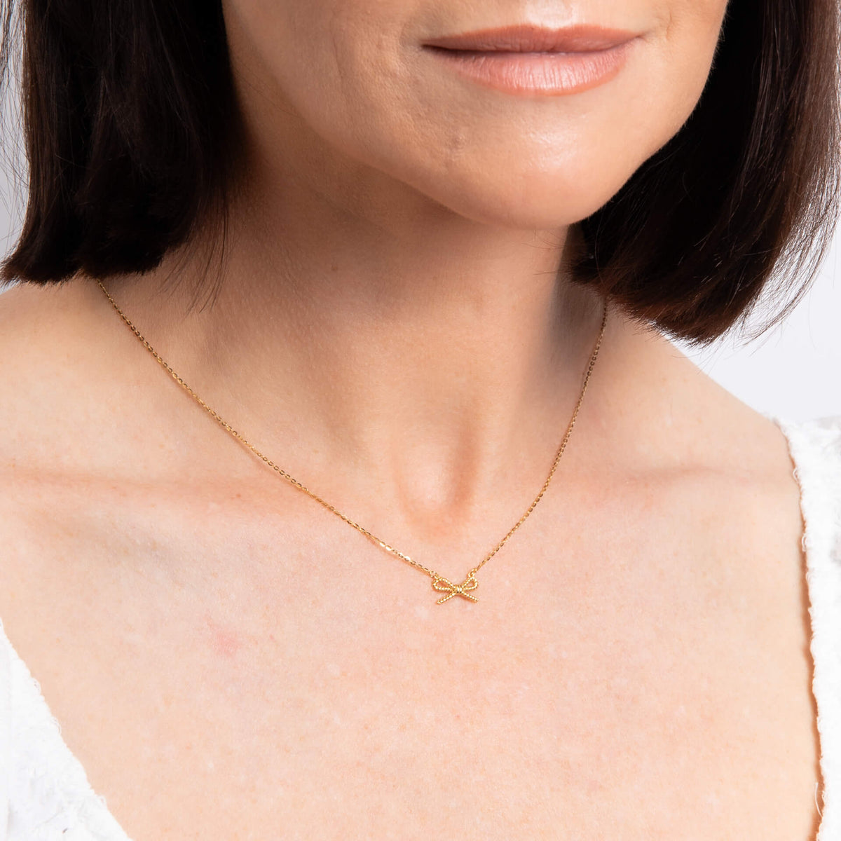 Elements Gold Rope Bow Necklace-1