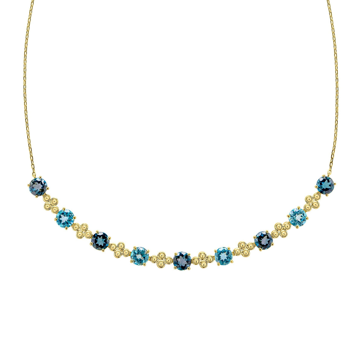 Elements Gold Ornate Blue Topaz Necklace-0