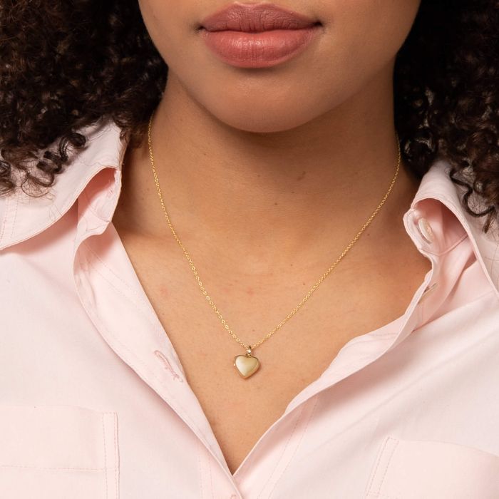 Elements Gold Stippled Bale Heart Locket-1