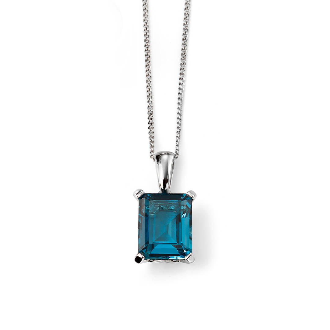 Elements Gold Rectangle London Blue Topaz Pendant-0