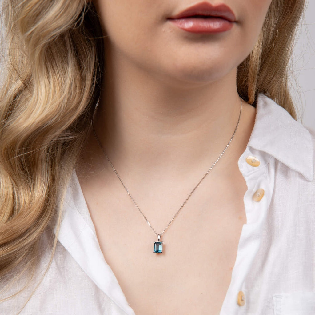Elements Gold Rectangle London Blue Topaz Pendant-1