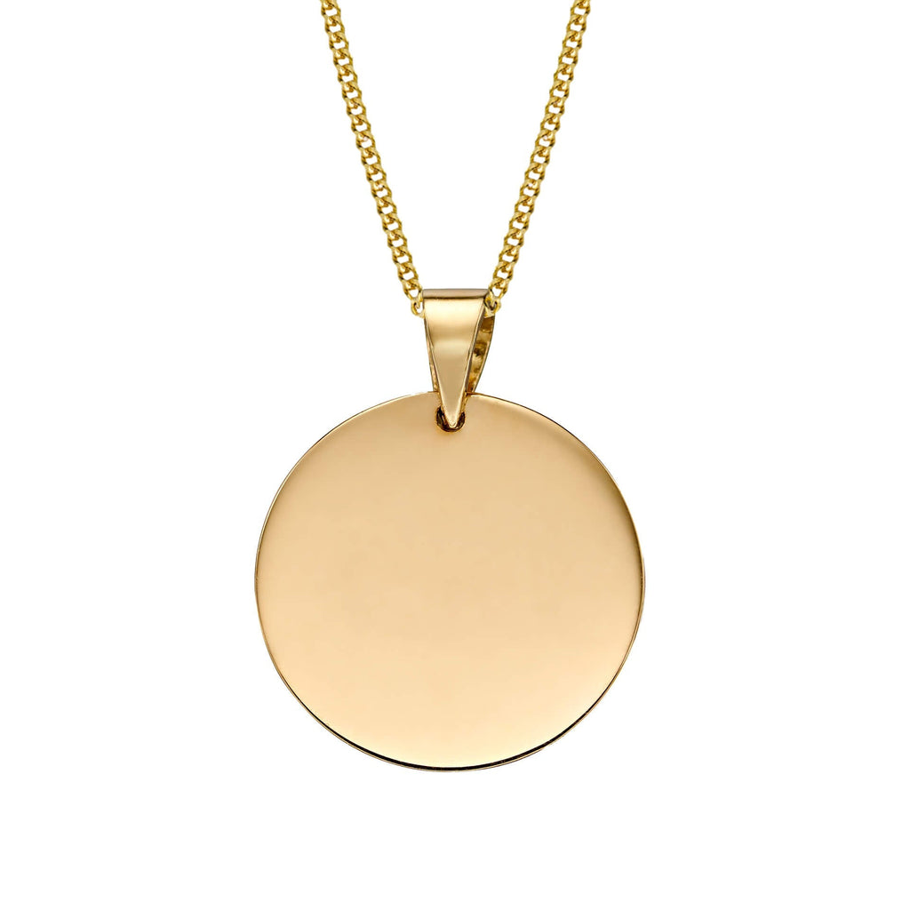 Elements Gold Plain Engravable Disc Pendant-0