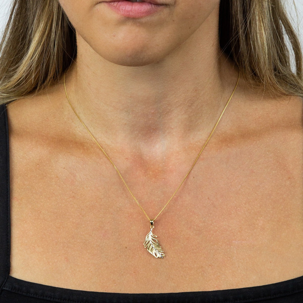 Elements Gold Feather Pendant-1