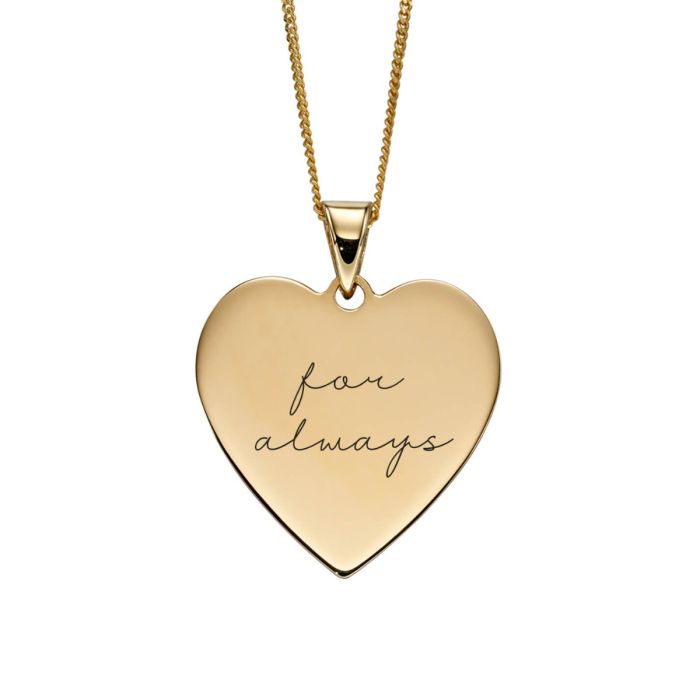 Elements Gold Heart Engravable Tag Pendant-3