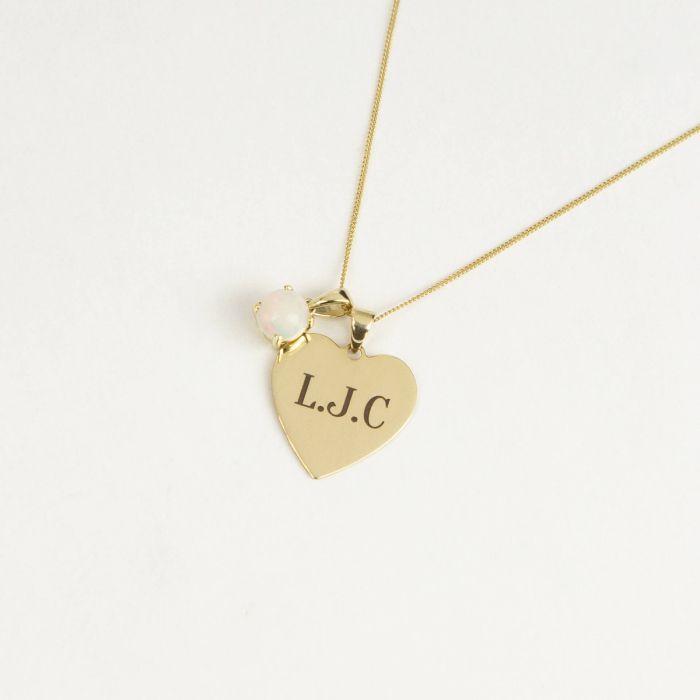 Elements Gold Heart Engravable Tag Pendant-4