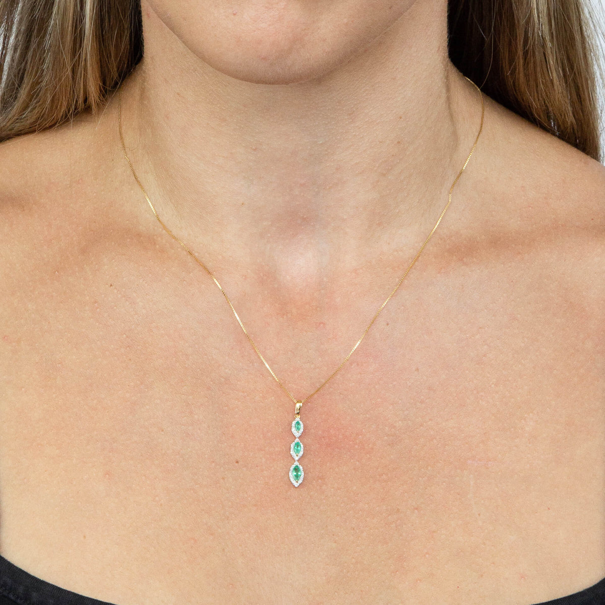 Elements Gold Marquise Triple Drop Pendant-2