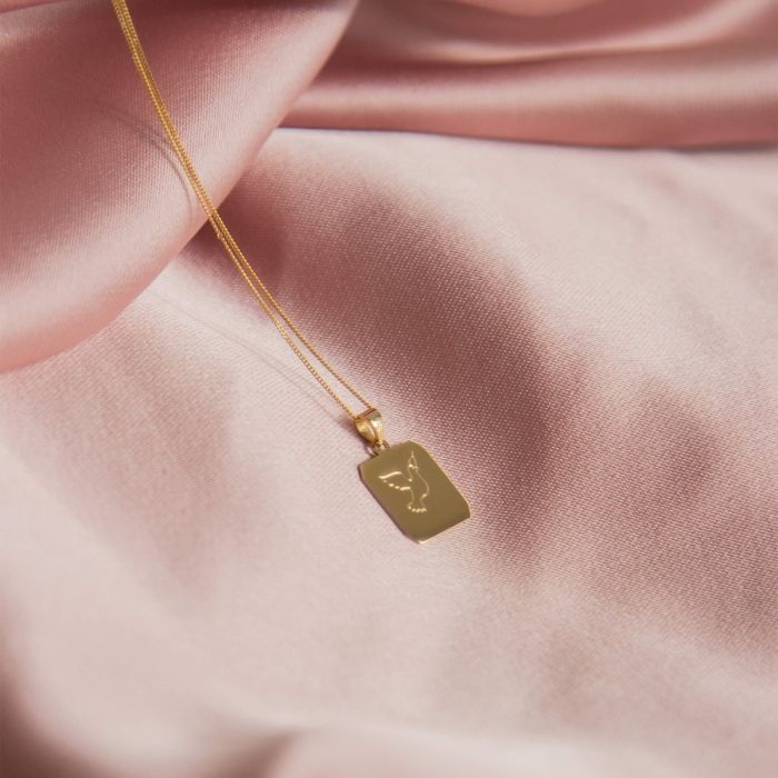 Elements Gold Rectangular Dog Tag Pendant-3