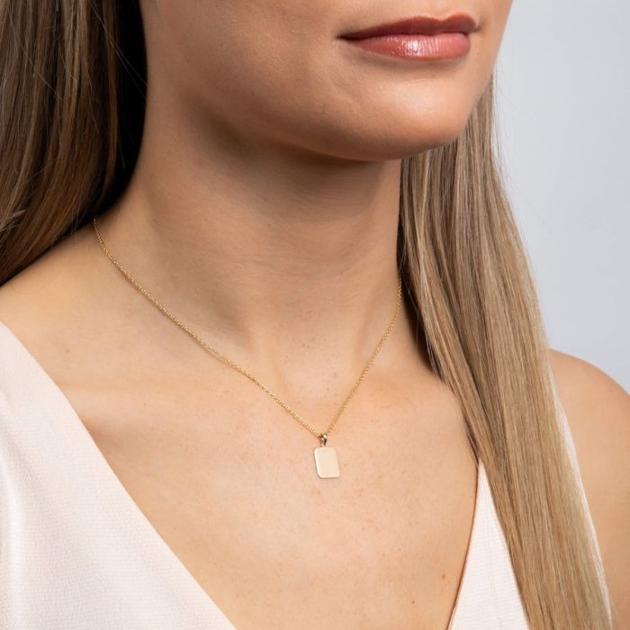 Elements Gold Rectangular Dog Tag Pendant-1