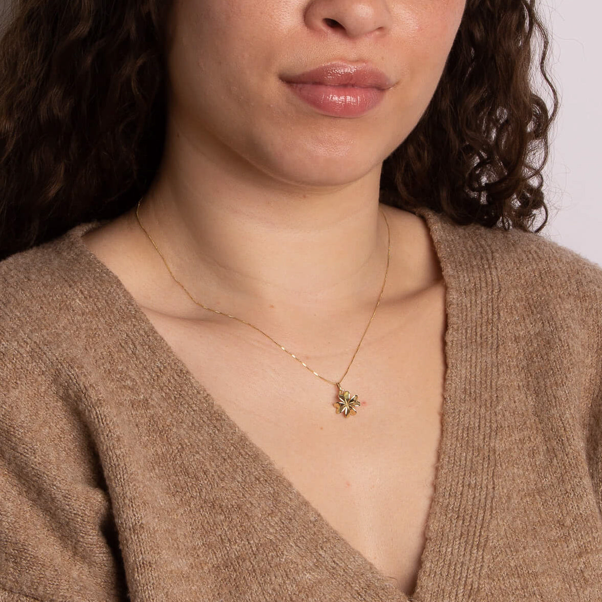 Elements Gold Four Leaf Clover Pendant-2
