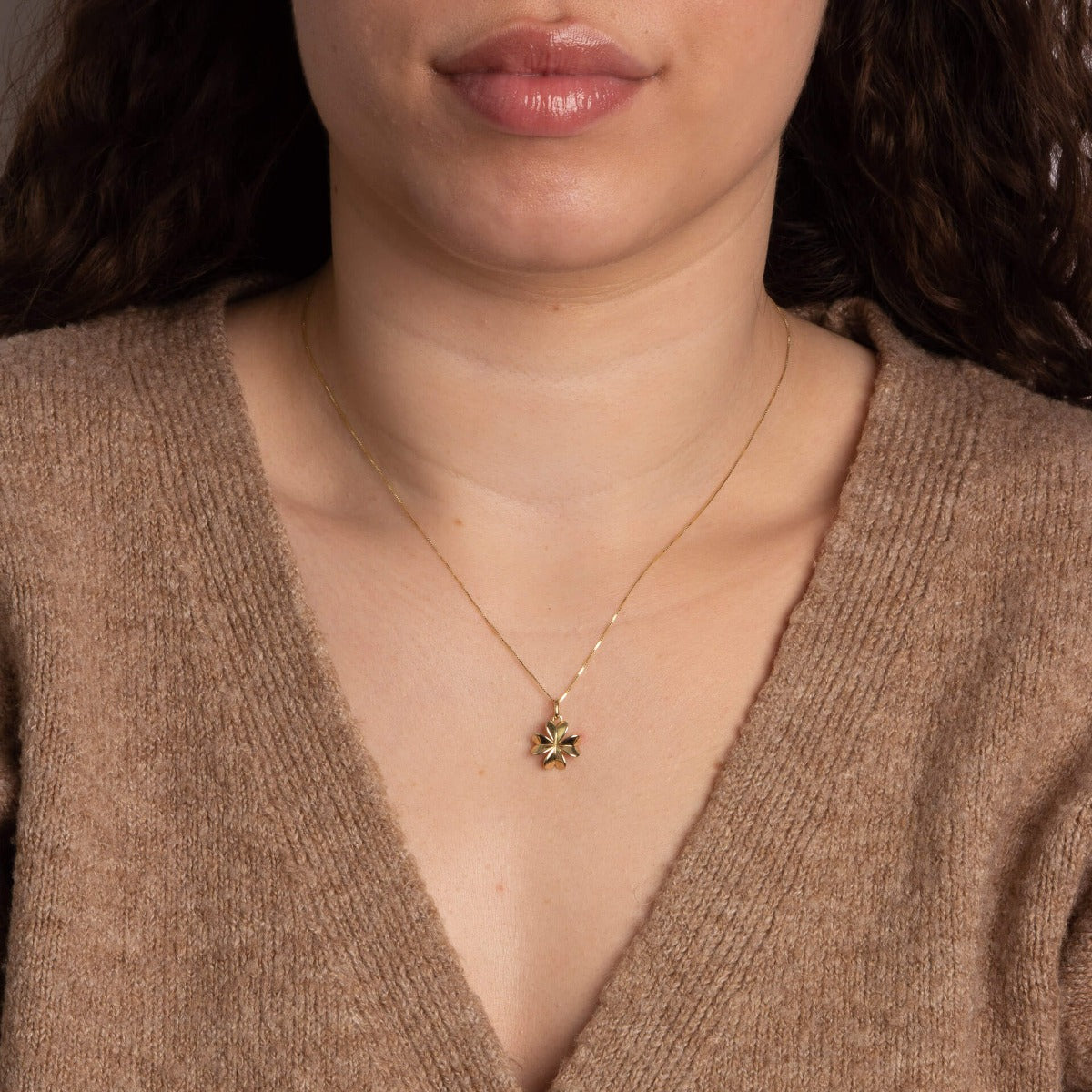 Elements Gold Four Leaf Clover Pendant-1