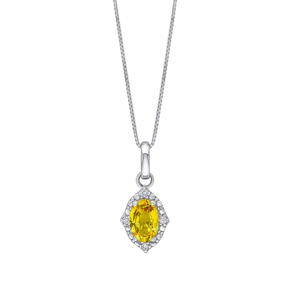 Elements Gold Oval Sapphire and Diamond Pendant-0