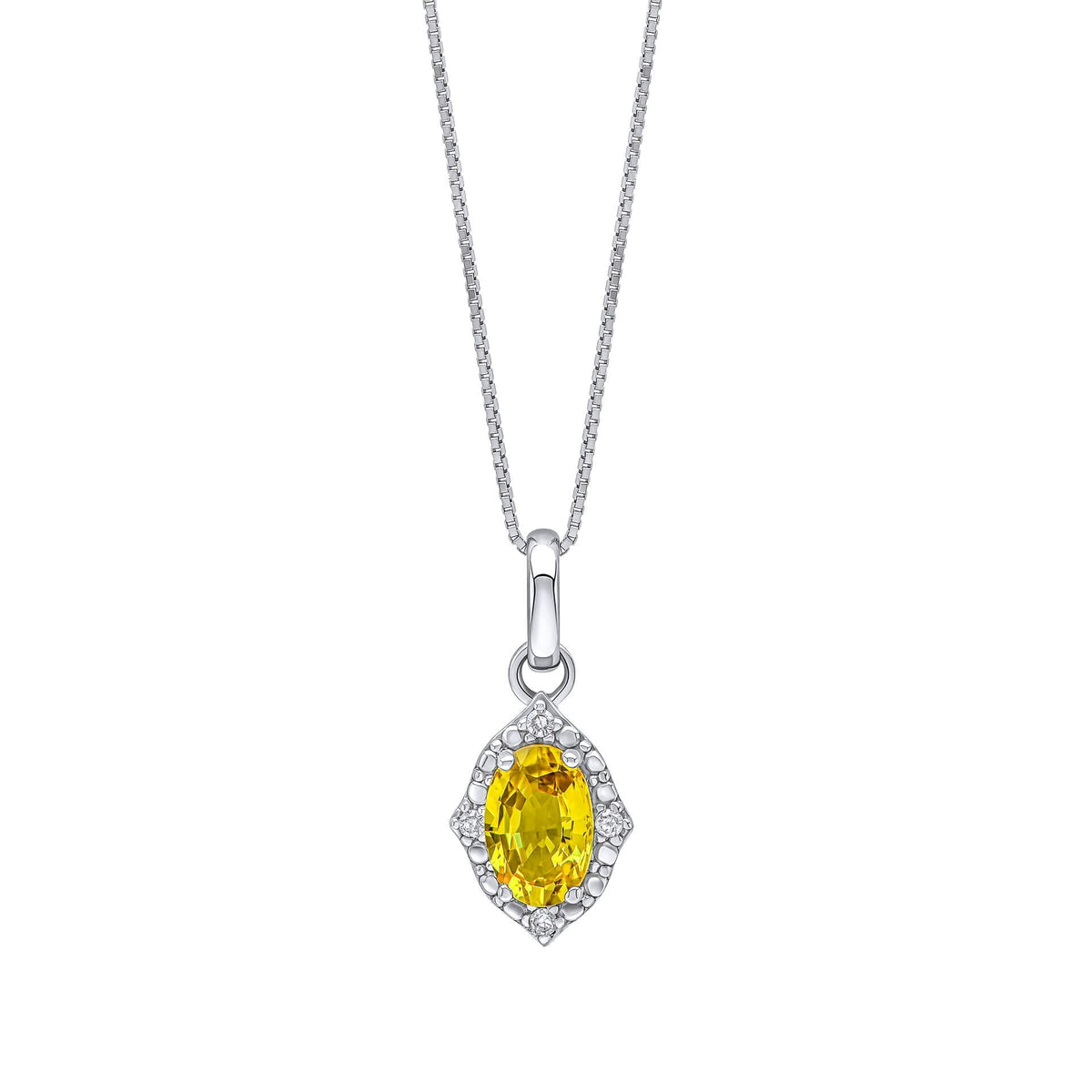 Elements Gold Oval Sapphire and Diamond Pendant-0