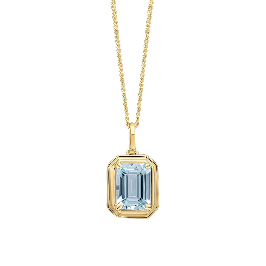 Elements Gold Elongated Octagon Aquamarine Pendant-0