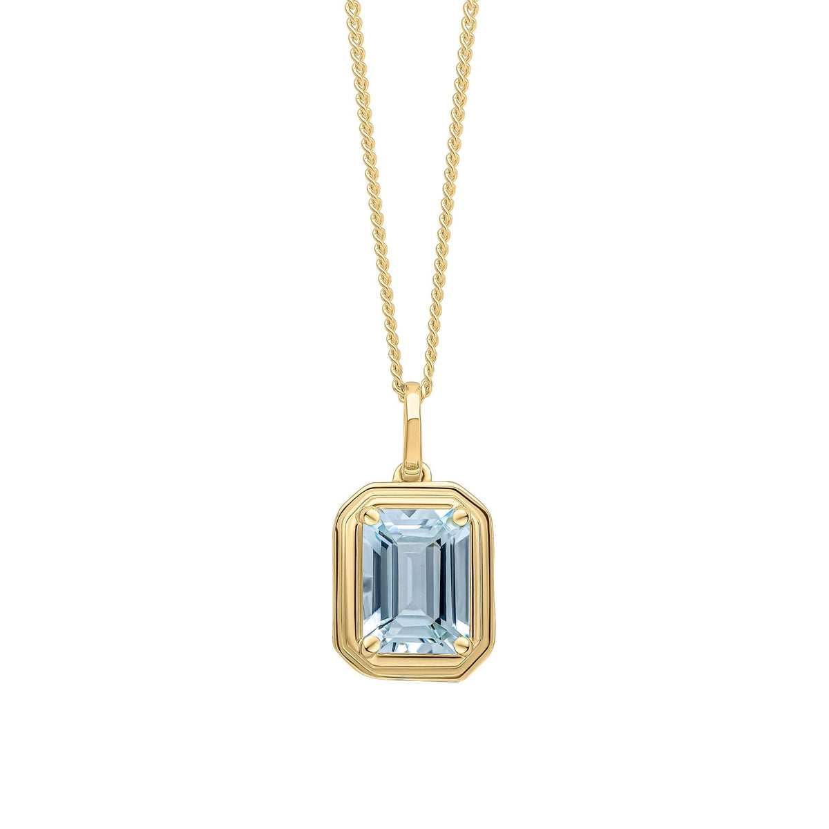 Elements Gold Elongated Octagon Aquamarine Pendant-0