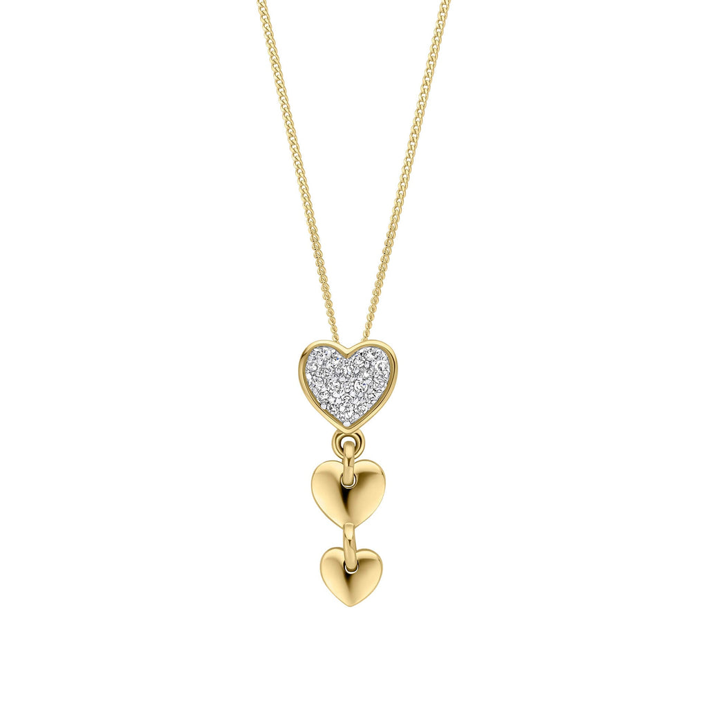 Elements Gold Triple Heart Drop Pendant-0