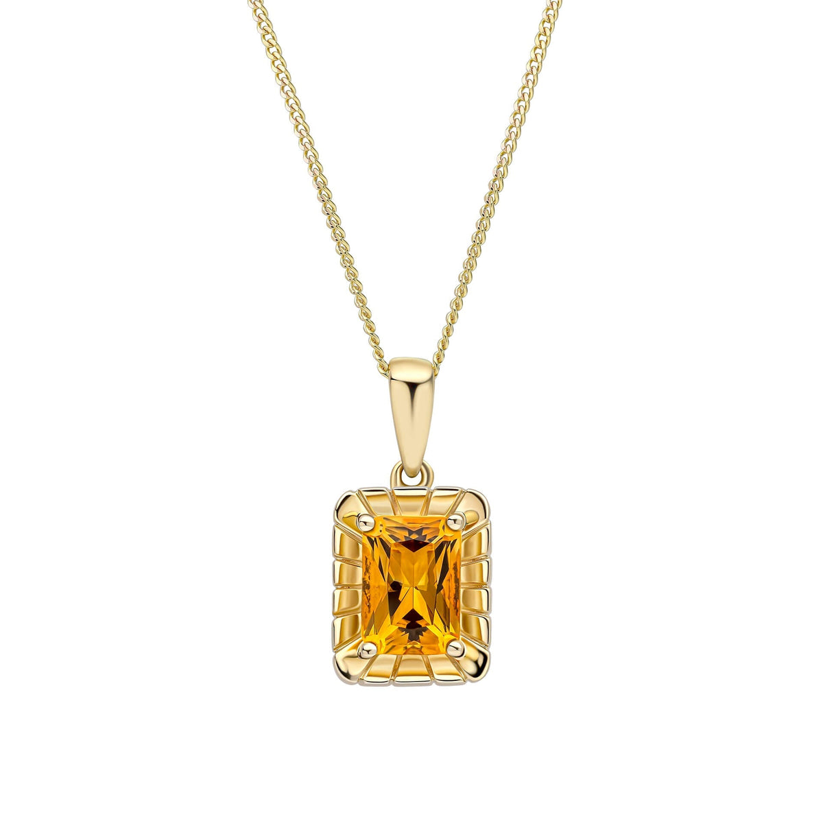 Elements Gold Detailed Octagon Citrine Pendant-0