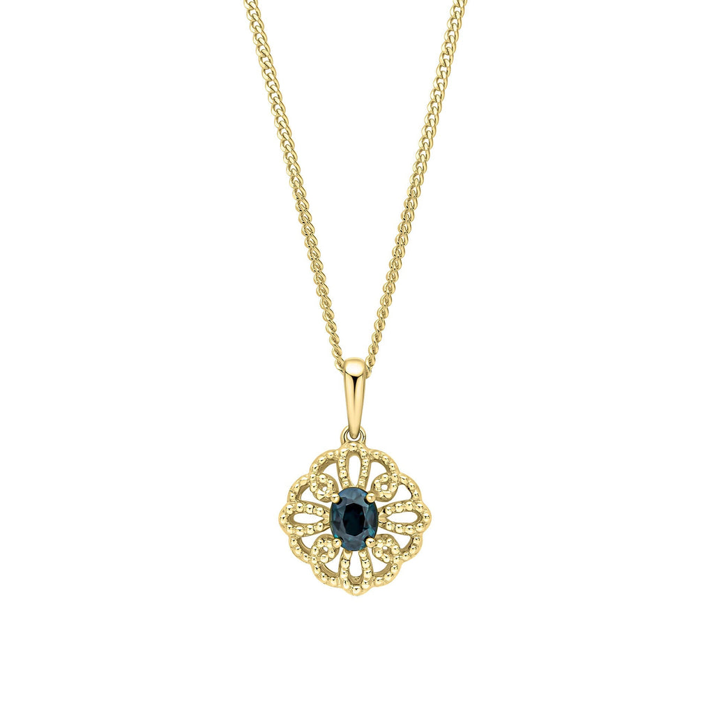 Elements Gold Ornate Sapphire Pendant-0