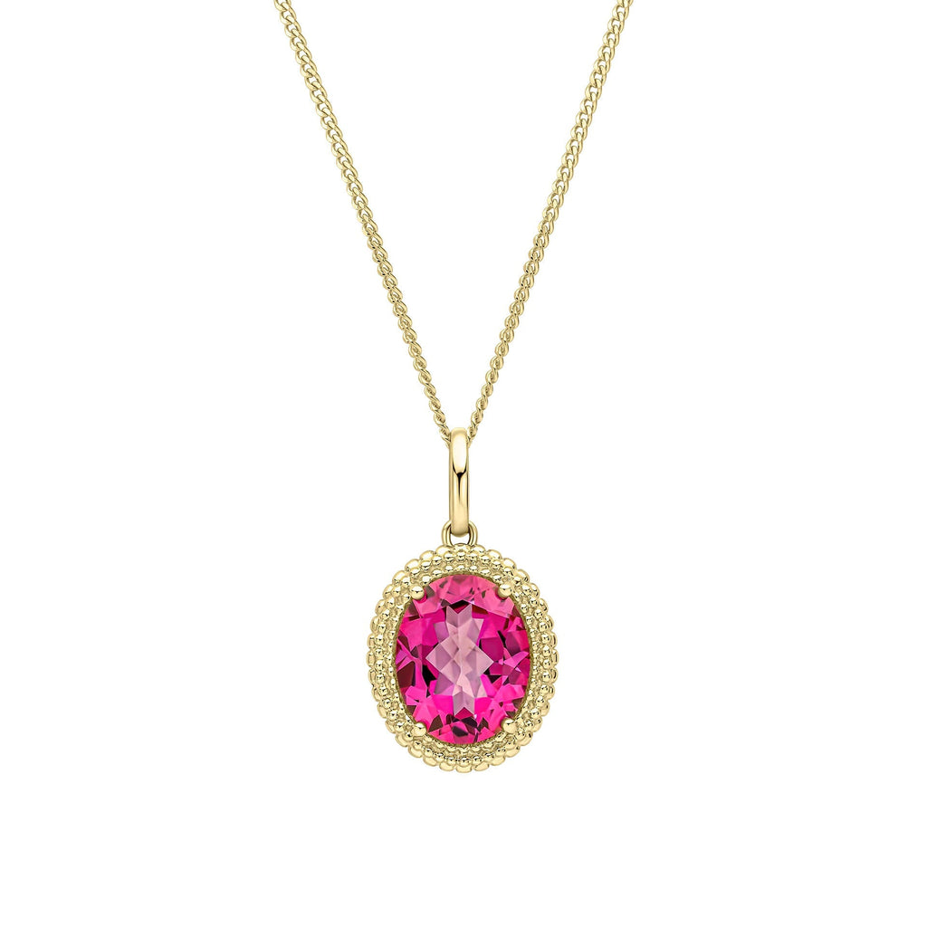 Elements Gold Oval Cut Pink Topaz Pendant-0