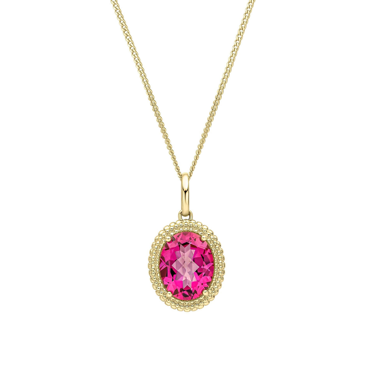 Elements Gold Oval Cut Pink Topaz Pendant-0