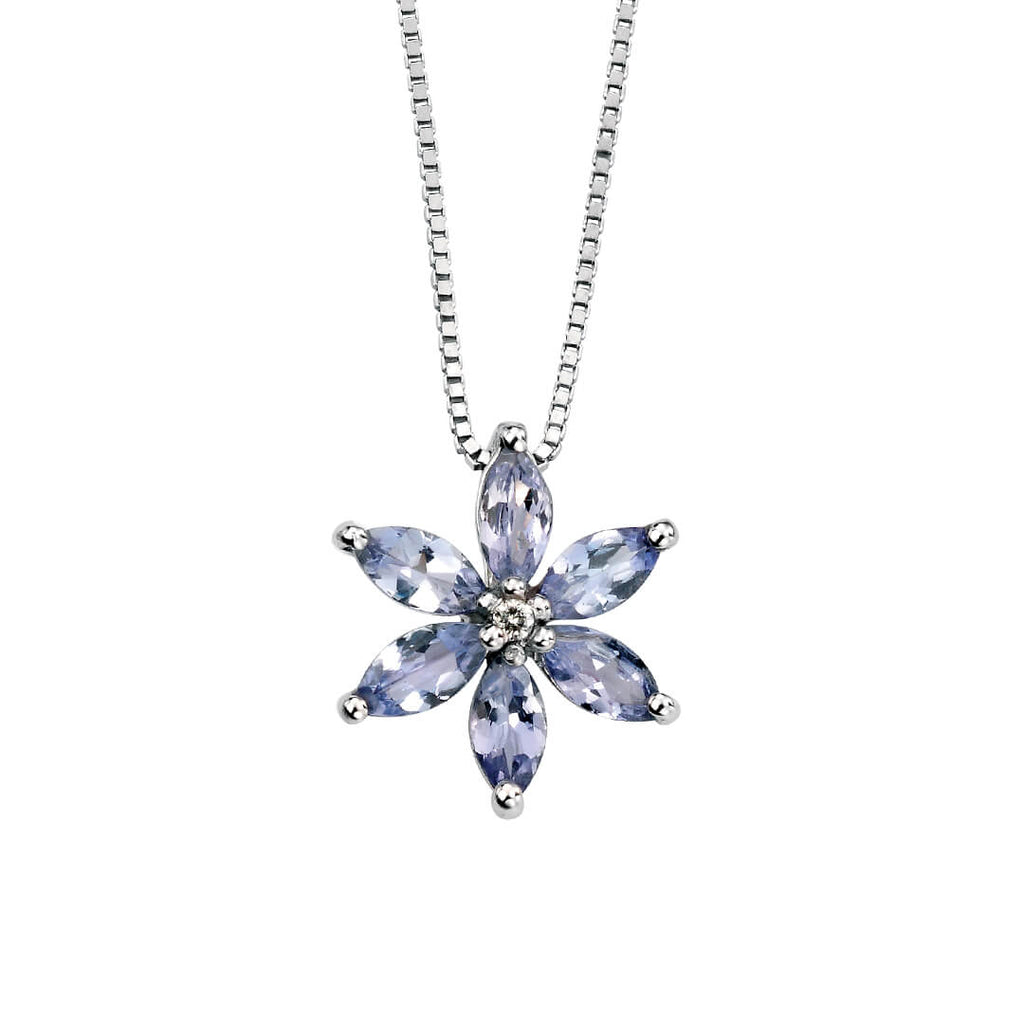 Elements Gold Tanzanite Flower Pendant with Diamond-0