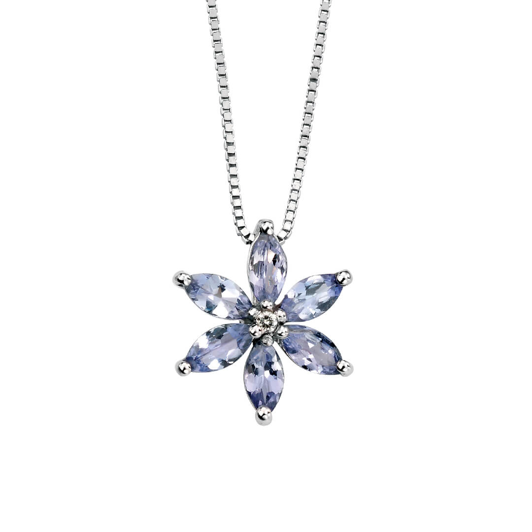 Elements Gold Tanzanite Flower Pendant with Diamond-0