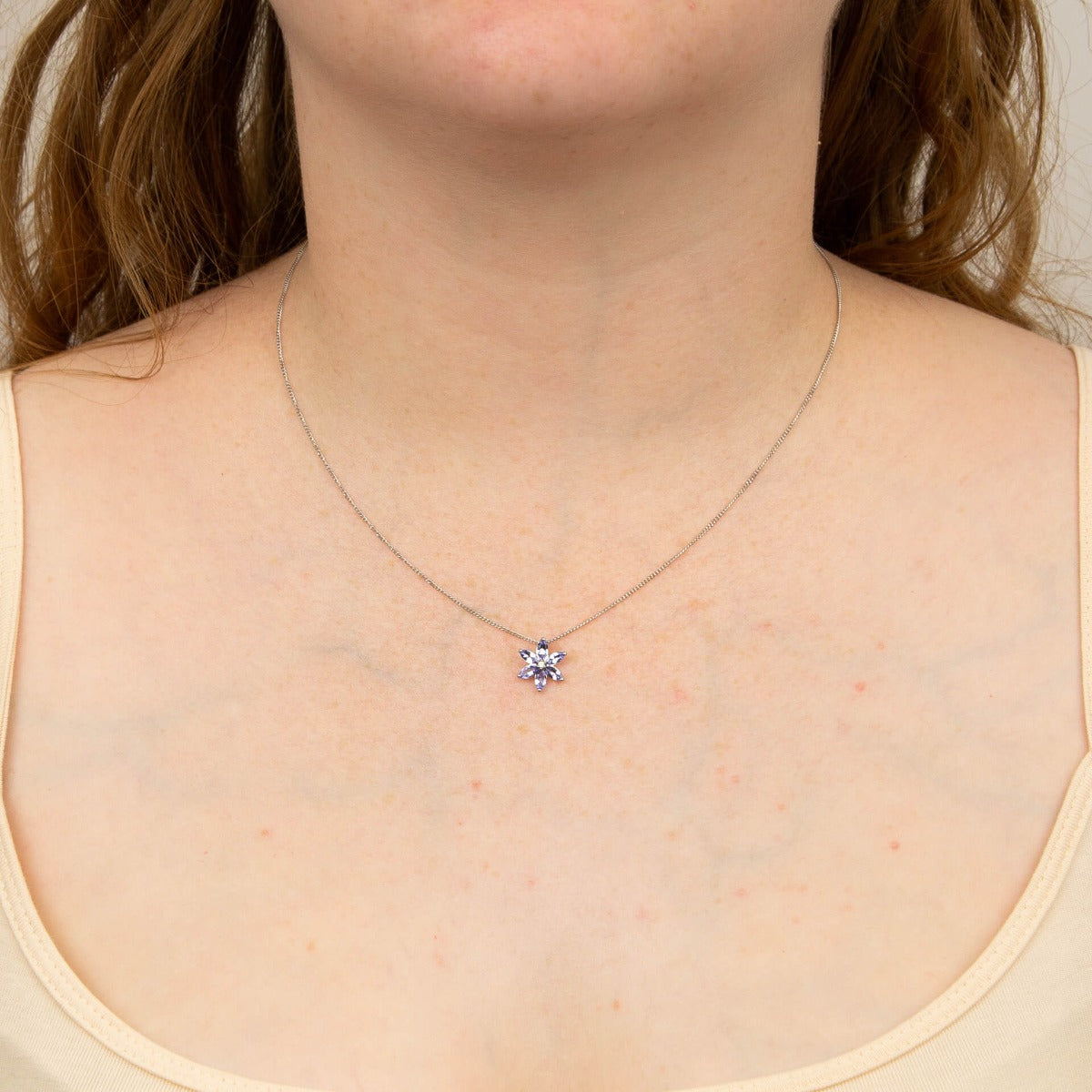 Elements Gold Tanzanite Flower Pendant with Diamond-1