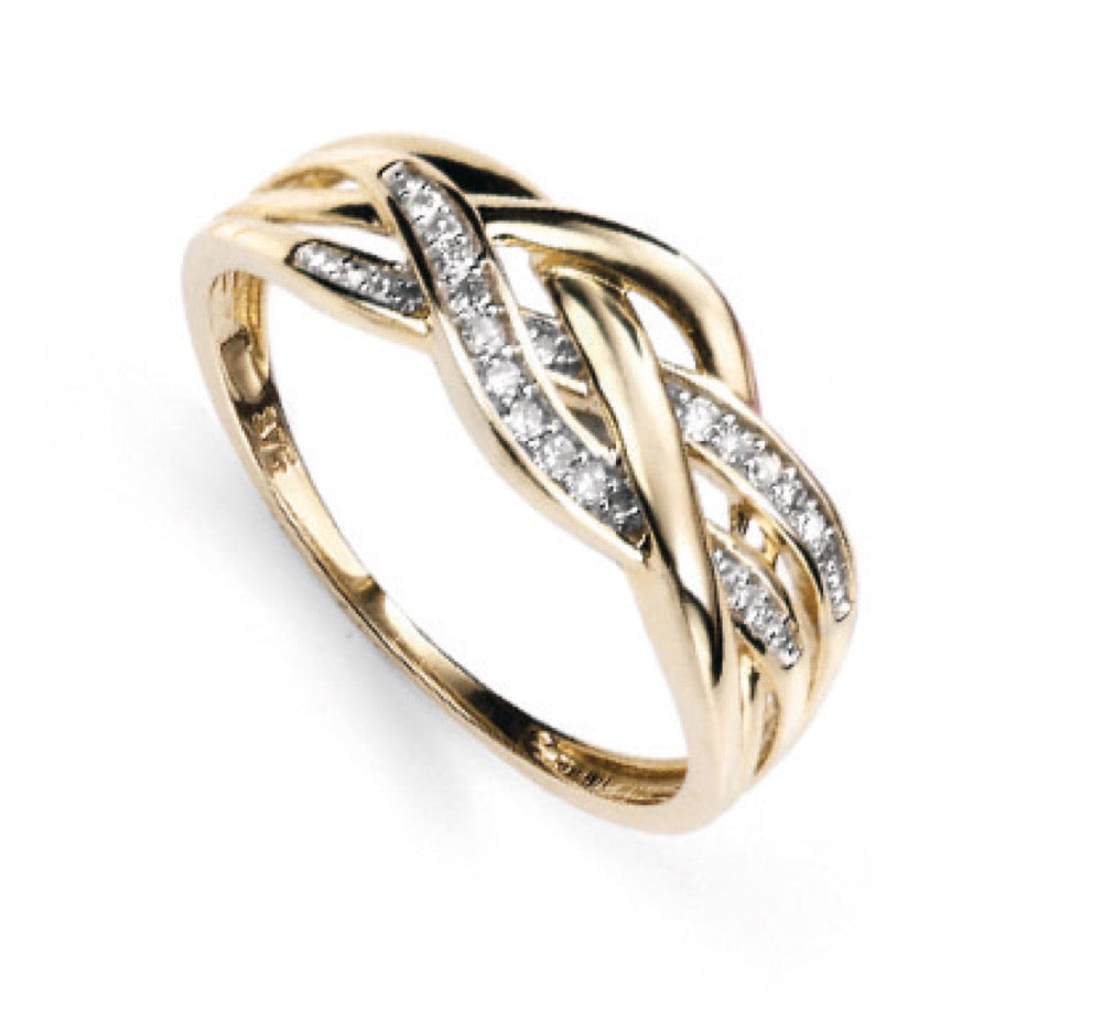 Elements Gold Plaited Ring with Pave Diamonds-4