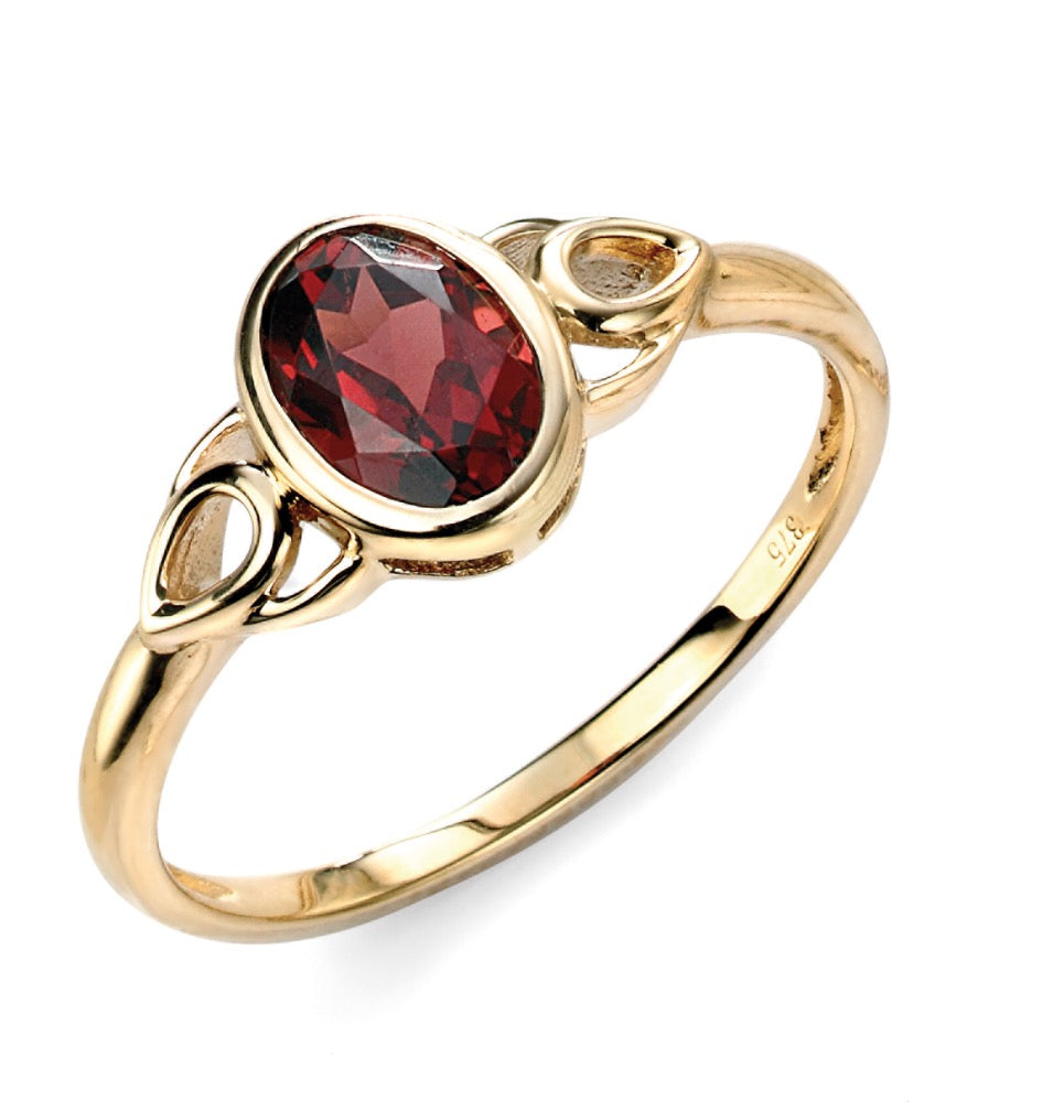 Elements Gold Celtic Style Ring with Garnet-0