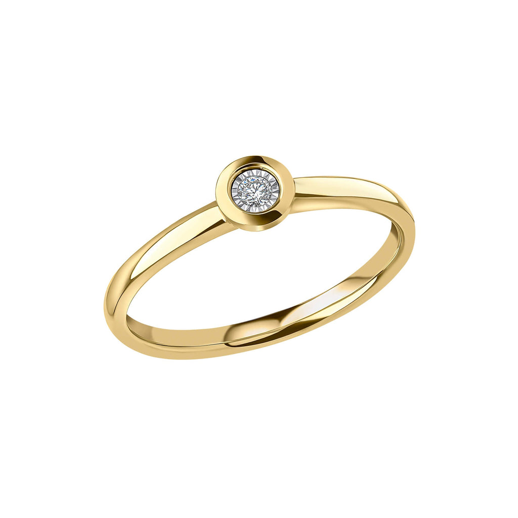 Elements Gold Rounded Bezel Diamond Ring-0