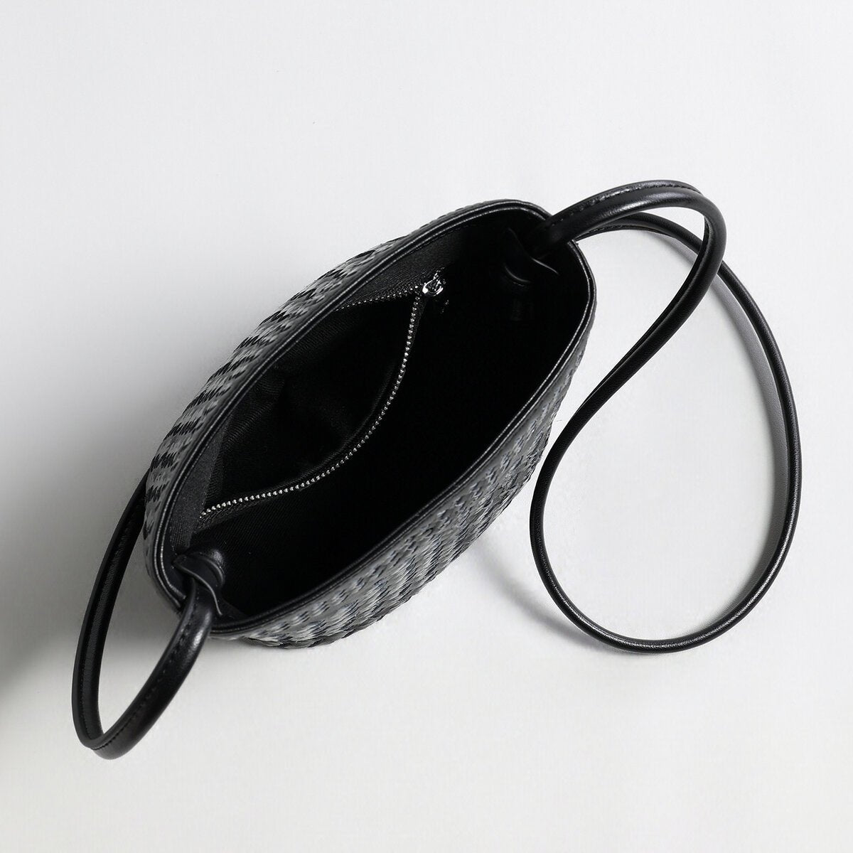 Hand-Woven Lambskin Bucket Bag – Two-Tone Intrecciato Weave with Slim Shoulder Strap - Buckets at Dealshubindia