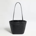 Hand-Woven Leather Tote Bag – Two-Tone Intrecciato Weave with Drawstring Inner Pouch - Totes at Dealshubindia
