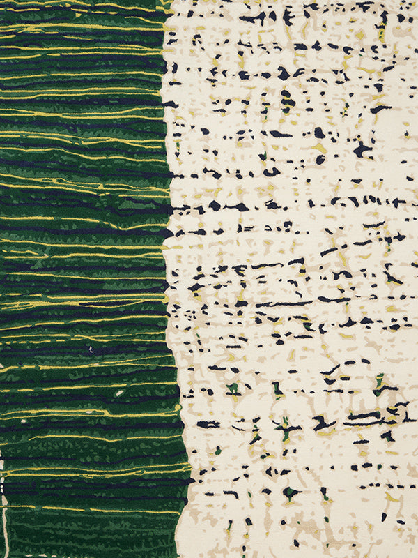 Forest Green, Ivory & Navy Hand Tufted Rug | Heptis by Rugfine