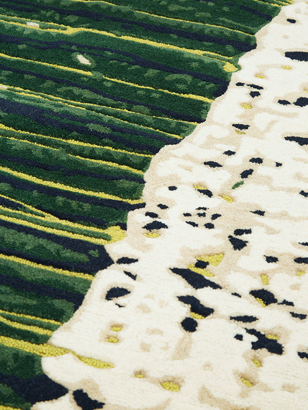 Forest Green, Ivory & Navy Hand Tufted Rug | Heptis by Rugfine
